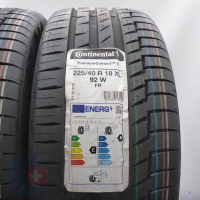 2. Opony 225/40 R18 2x CONTINENTAL 92W XL PremiumContact6 Letnie 2024 Nieużywane