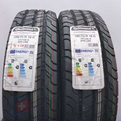 Opony 195/75 R16C 2x CONTINENTAL 107/105R ContiVanContact 100 Letnie 2022 Jak Nowe