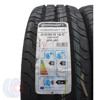 2. Opony 215/60 R16C 4x CONTINENTAL 103/101T ContiVanContact 100 Letnie 2020 Jak Nowe