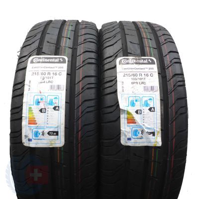Opony 215/60 R16C 2x CONTINENTAL 103/101T ContiVanContact 200 Letnie 2019 Jak Nowe