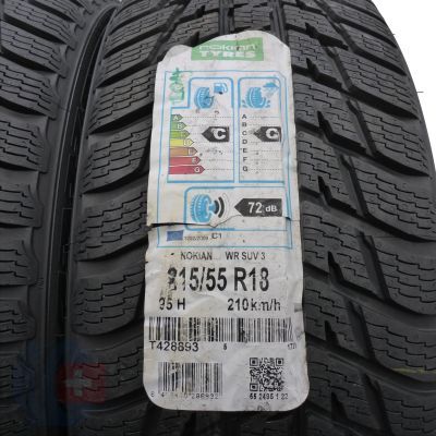 3. Opony 215/55 R18 2x NOKIAN 95H WR SUV 3 Zimowe 2015 Nieużywane 