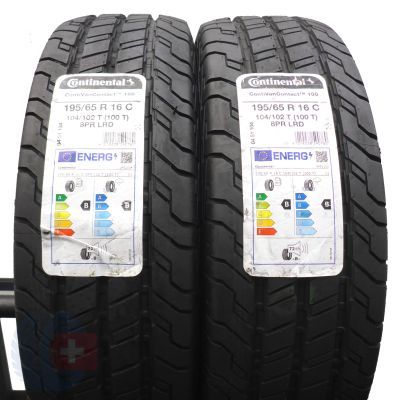 3. Opony 195/65 R16C 4x CONTINENTAL 104/102T ContiVanContact 100 Letnie 2021/22 Jak Nowe