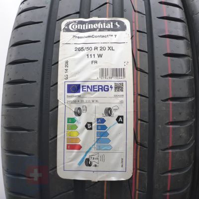 3. Opony 265/50 R20 4x CONTINENTAL 111W XL PremiumContact 7 Letnie 2024 Nieużywane