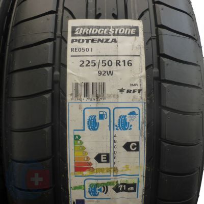2. 4 x BRIDGESTONE 225/50 R16 92W Potenza RE050 BMW RunFlat Lato 2016 Jak Nowe