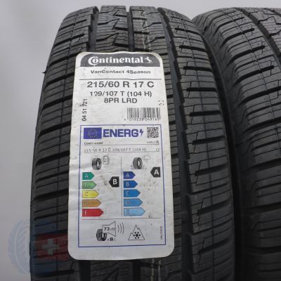 3. Opony 215/60 R17C 2x CONTINENTAL 109/107T VanContact 4Season Wielosezonowe 2022 Nieużywane