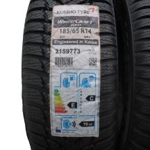 2. 2 x KUMHO 185/65 R14 86T WinterCraft WP51 Zima 2016 Jak Nowe