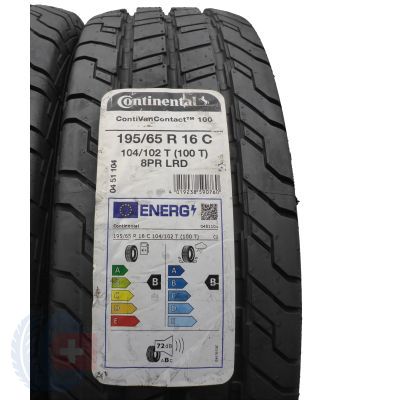 2. Opony 195/65 R16C 4x CONTINENTAL 104/102T ContiVanContact 100 Letnie 2021/22 Jak Nowe