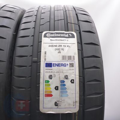 2. Opony 245/45 R19 2x CONTINENTAL 102Y XL SportContact 7  Letnie 2024