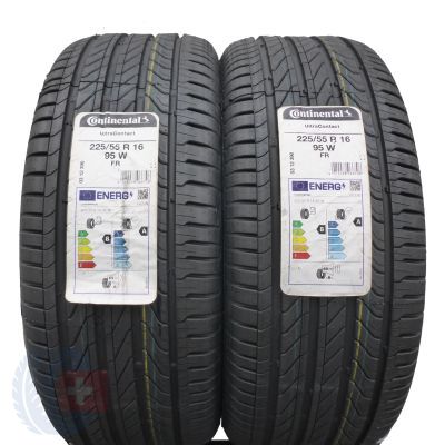 Opony 225/55 R16 2x CONTINENTAL 95W UltraContact Letnie 2022 Jak Nowe Nieużywane