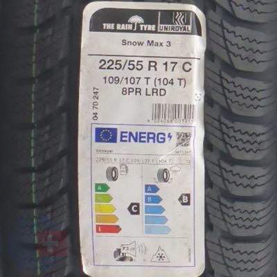 3. Opony 225/55 R17C 4x UNIROYAL 109/107T SnowMax 3 Zimowe 2022 Nieużywane