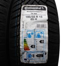 2. Opony 195/55 R15 4x CONTINENTAL 85H WinterContact TS860 Zimowe 2019, 2020 Jak Nowe Nieużywane